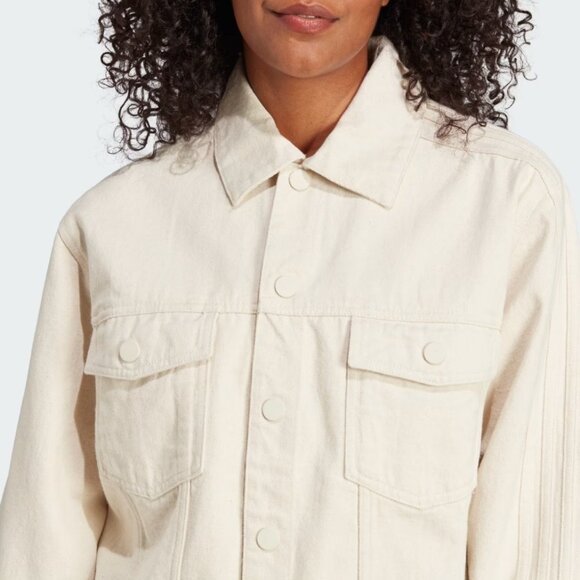 adidas x KSENIASCHNAIDER 3-Stripe Denim Jacket Women's, Natural Size Small - Picture 10 of 12